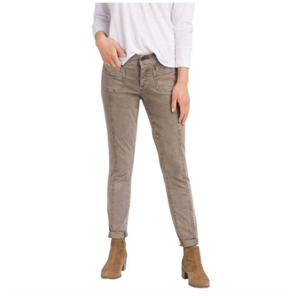 Prana Gray Corduroy Skinny Pants Mid Rise Stretch Outdoor Casual Size 8